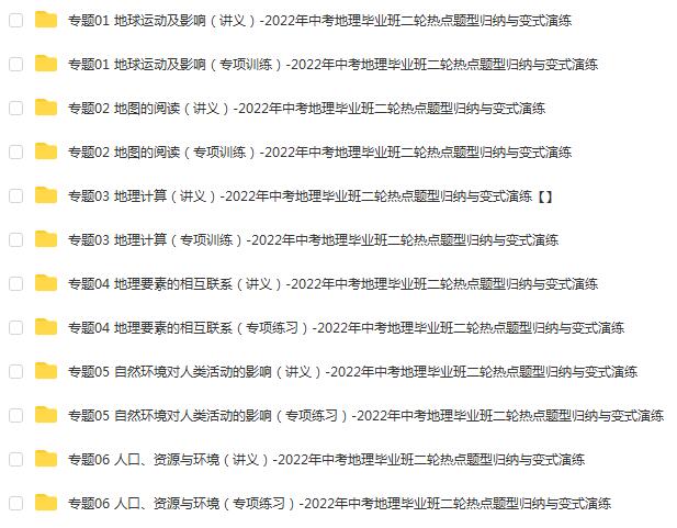 2022中考地理毕业班二轮热点题型归纳与变式演练，备战地理考试！