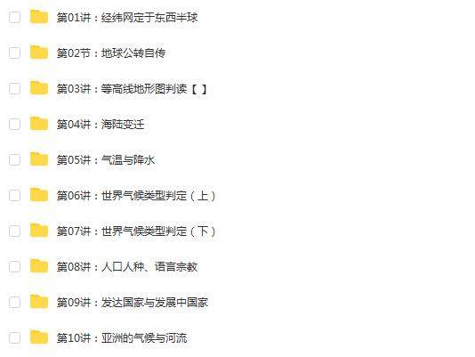陈周世界地理满分班16讲，适用于初中七八年级地理